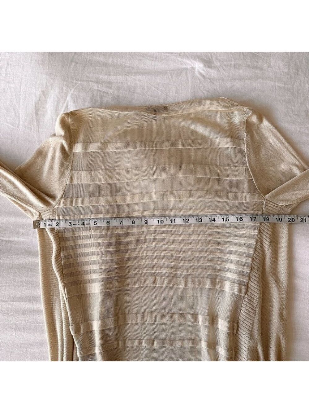 Les Collections Mat Womens Lightweight Open Knit Cardigan Size Medium Beige New - Picture 10 of 11
